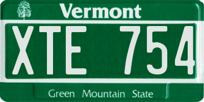 VT license plate XTE754