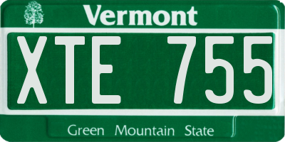 VT license plate XTE755