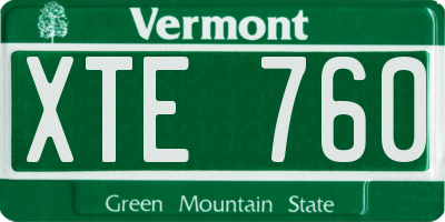 VT license plate XTE760