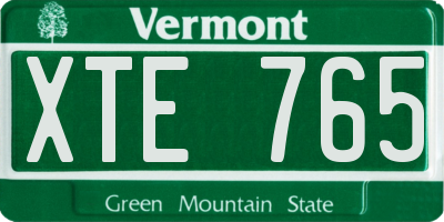 VT license plate XTE765