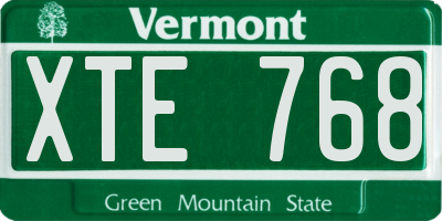 VT license plate XTE768