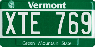 VT license plate XTE769