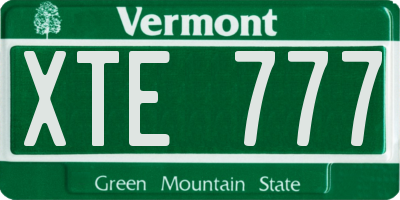 VT license plate XTE777