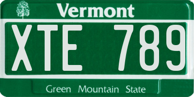 VT license plate XTE789
