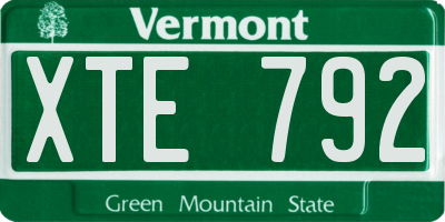 VT license plate XTE792