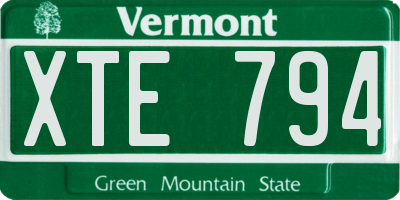 VT license plate XTE794