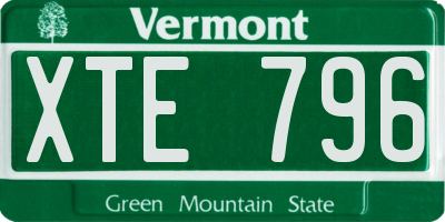 VT license plate XTE796