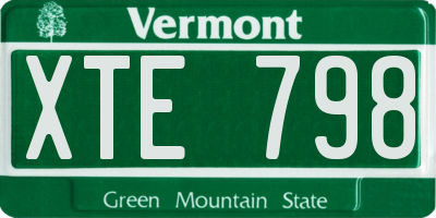 VT license plate XTE798