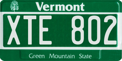 VT license plate XTE802