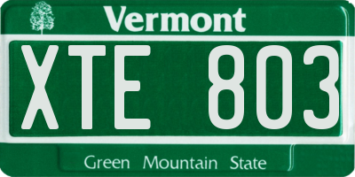 VT license plate XTE803