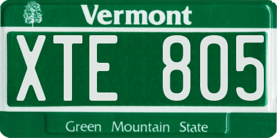 VT license plate XTE805