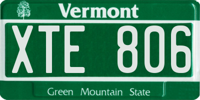 VT license plate XTE806