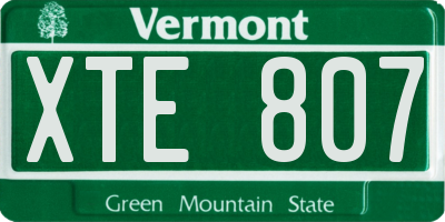 VT license plate XTE807