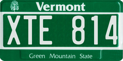 VT license plate XTE814