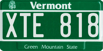 VT license plate XTE818