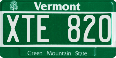 VT license plate XTE820