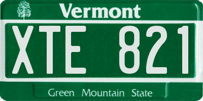 VT license plate XTE821