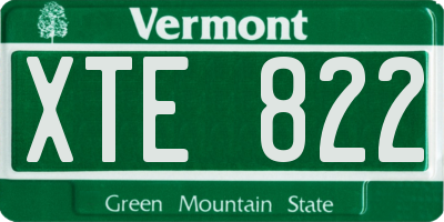VT license plate XTE822