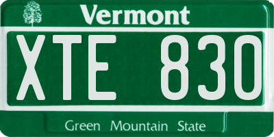 VT license plate XTE830