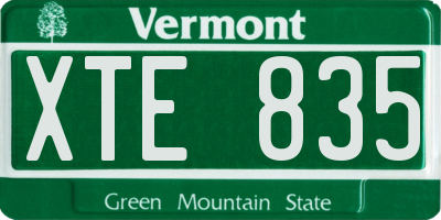 VT license plate XTE835