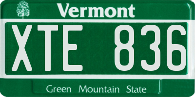 VT license plate XTE836