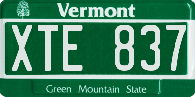 VT license plate XTE837