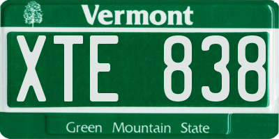 VT license plate XTE838
