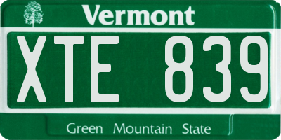 VT license plate XTE839
