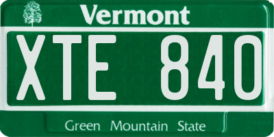 VT license plate XTE840