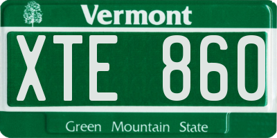 VT license plate XTE860
