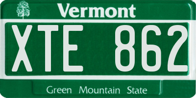 VT license plate XTE862