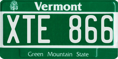 VT license plate XTE866