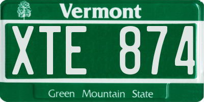VT license plate XTE874