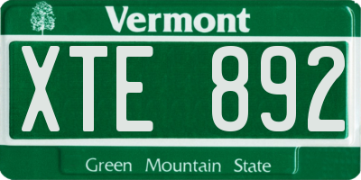 VT license plate XTE892