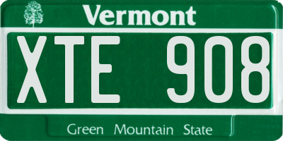 VT license plate XTE908