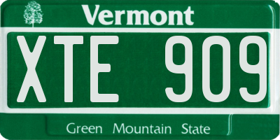 VT license plate XTE909