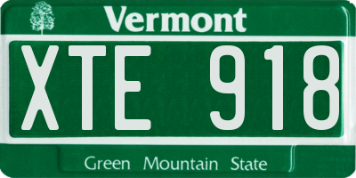 VT license plate XTE918