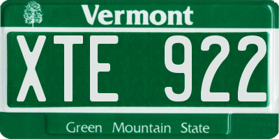 VT license plate XTE922