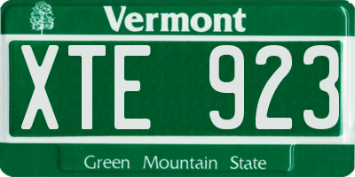 VT license plate XTE923