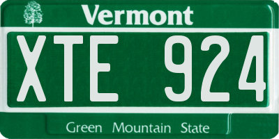 VT license plate XTE924