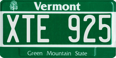 VT license plate XTE925
