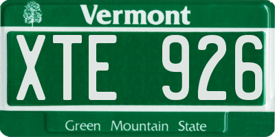 VT license plate XTE926