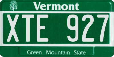 VT license plate XTE927