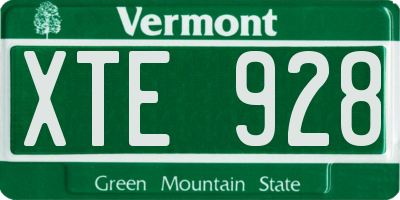 VT license plate XTE928
