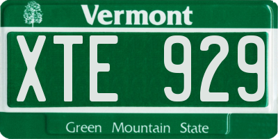 VT license plate XTE929