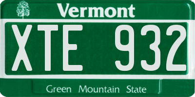 VT license plate XTE932