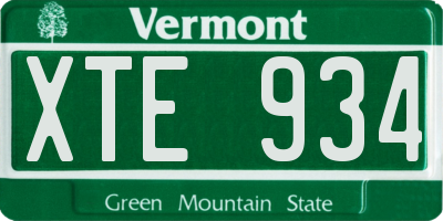 VT license plate XTE934