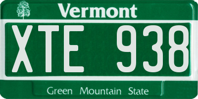 VT license plate XTE938