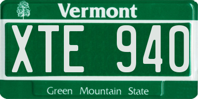 VT license plate XTE940