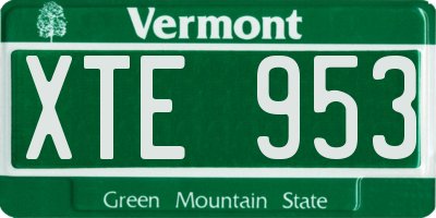 VT license plate XTE953